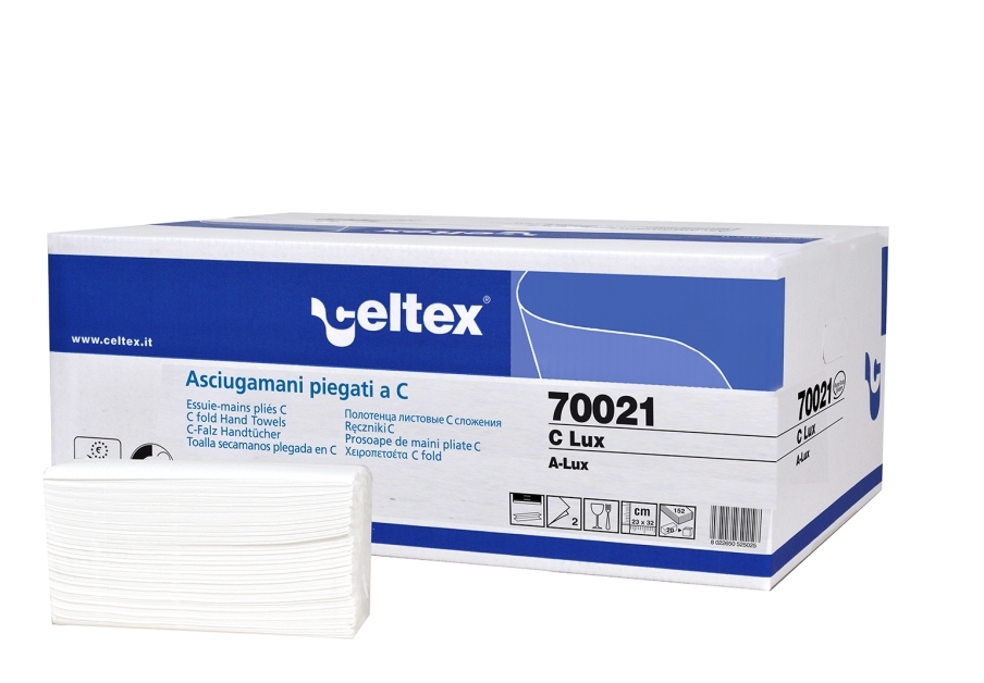 Asciugamani di carta Celtex in cellulosa doppio velo piegati a