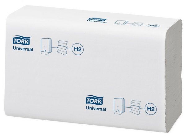 Asciugamani di carta riciclata 2 veli Tork Universal piega a Z sistema H2 - 150299