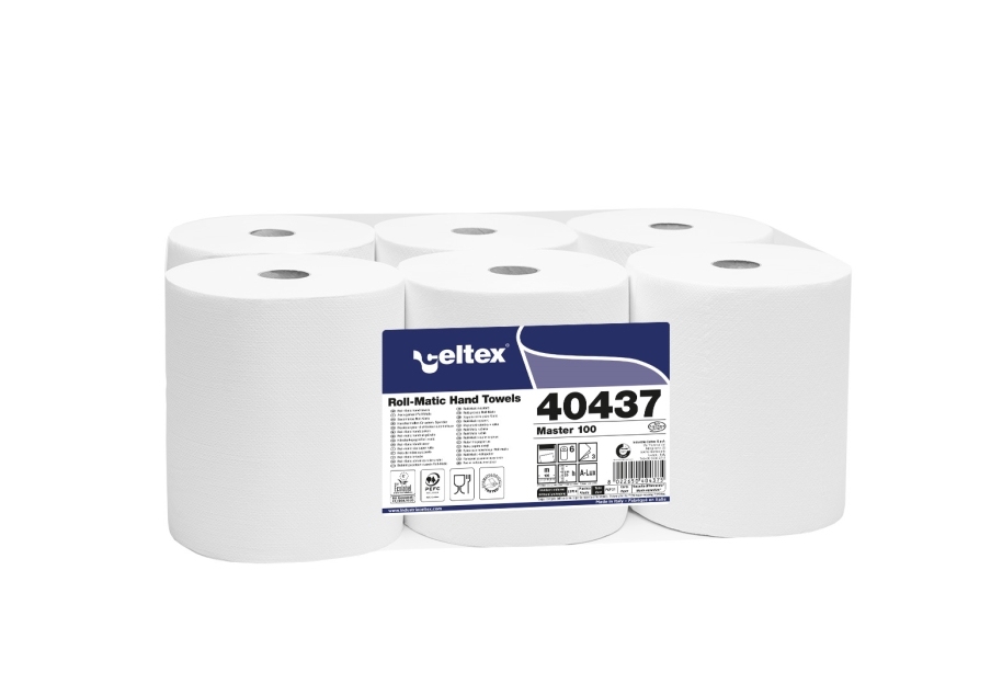Asciugamani di carta in rotolo Celtex Roll-matic Master 100 pura cellulosa 3 veli Ø19 cm x h20 x 100 metri