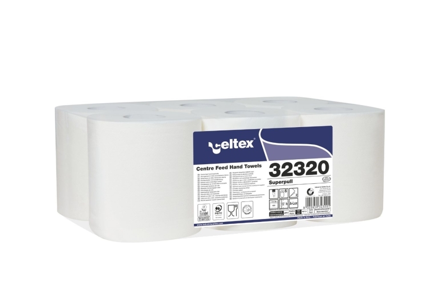 Asciugamani di carta in rotolo Celtex Superpull in cellulosa Ø 20 cm x h22 x 160 metri - 421 strappi - estrazione centrale