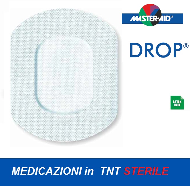 Cerotti medicazione Drop 10.5 x 25 cm, sterili in TNT bianchi 