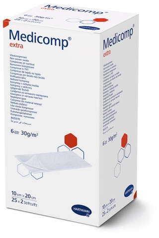 Compresse sterili Medicomp Extra 10 x 20 cm in TNT, 6 strati - 25 buste da 2 pz