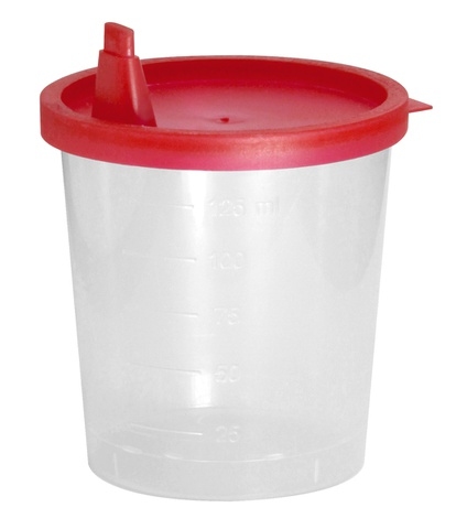 Contenitore per urina graduato con tappo rosso non sterile 125 ml