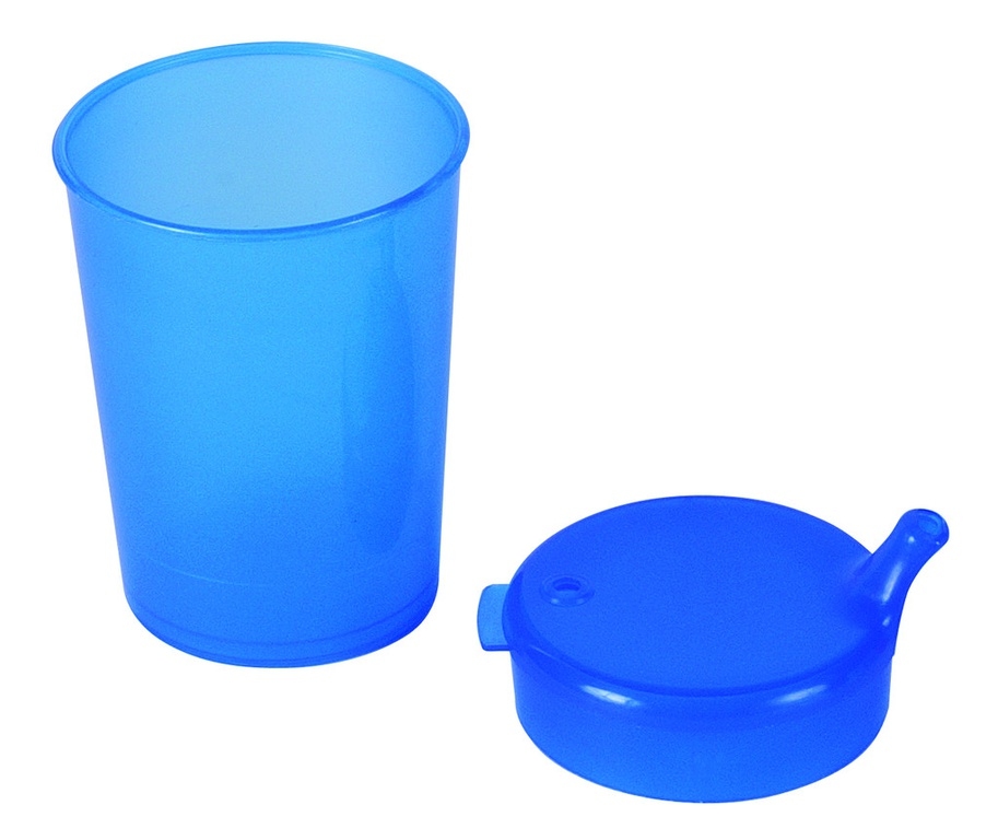 Coperchio con beccuccio per bicchiere blu