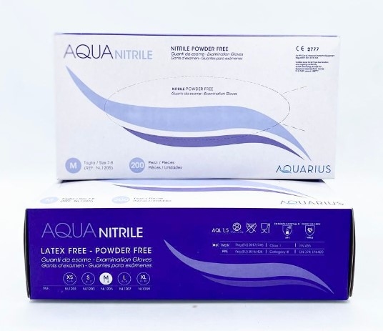 Guanti in nitrile Aqua blu senza polvere - L