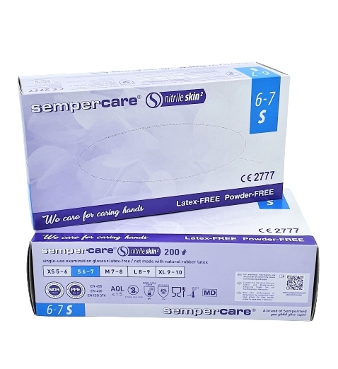 Guanti in nitrile Sempercare Skin2 blu senza polvere - S
