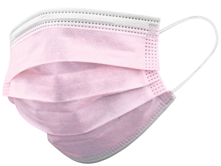 Mascherina rosa 3 veli tipo II con elastici auricolari - adulti