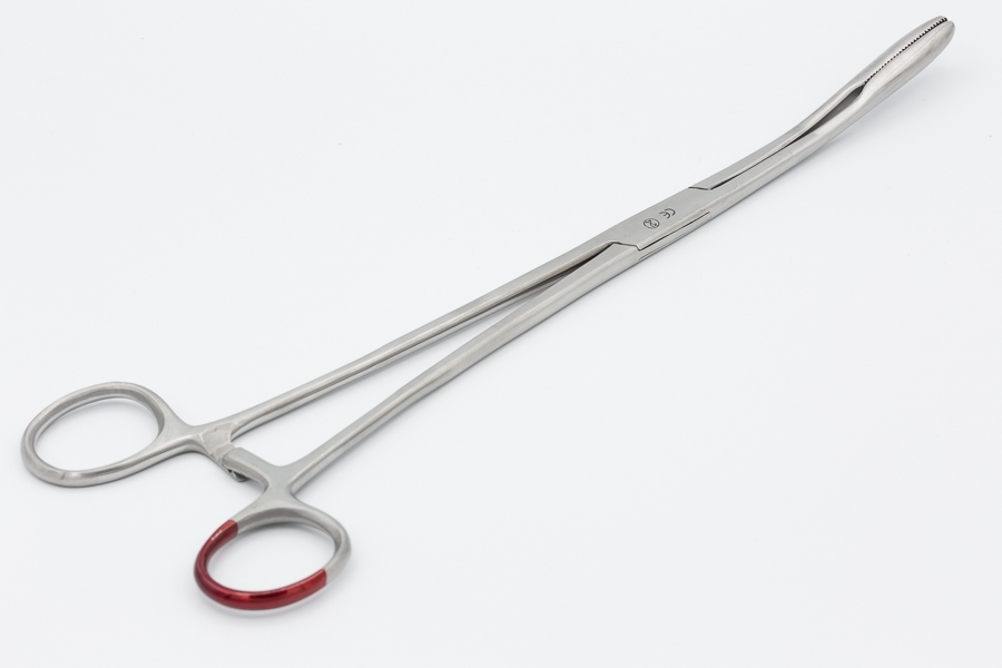 Pinza da medicazione 26.5 cm curva con bloccaggio a cremagliera - sterile