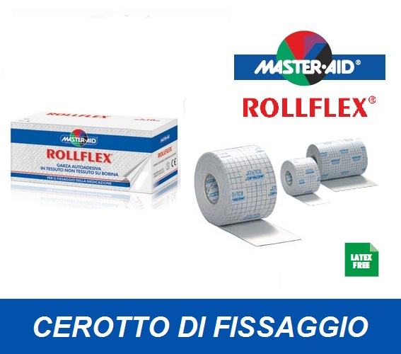 Rollflex rotolo di garza autoadesiva in TNT 10 m x 10 cm