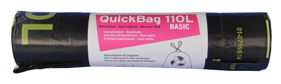Sacchi neri per rifiuti 110 L con manici Quick Bag 50 my robusti