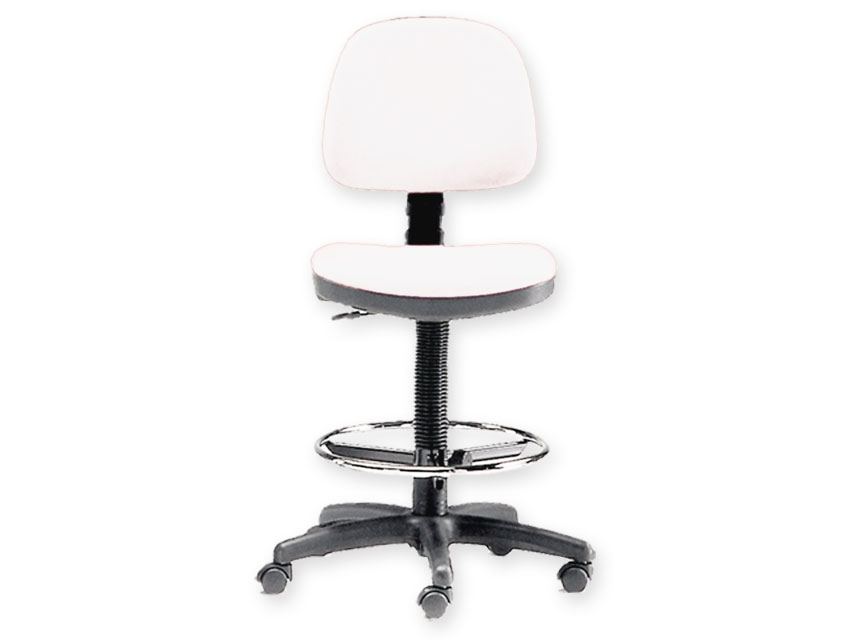 Sgabello con schienale e anello - bianco