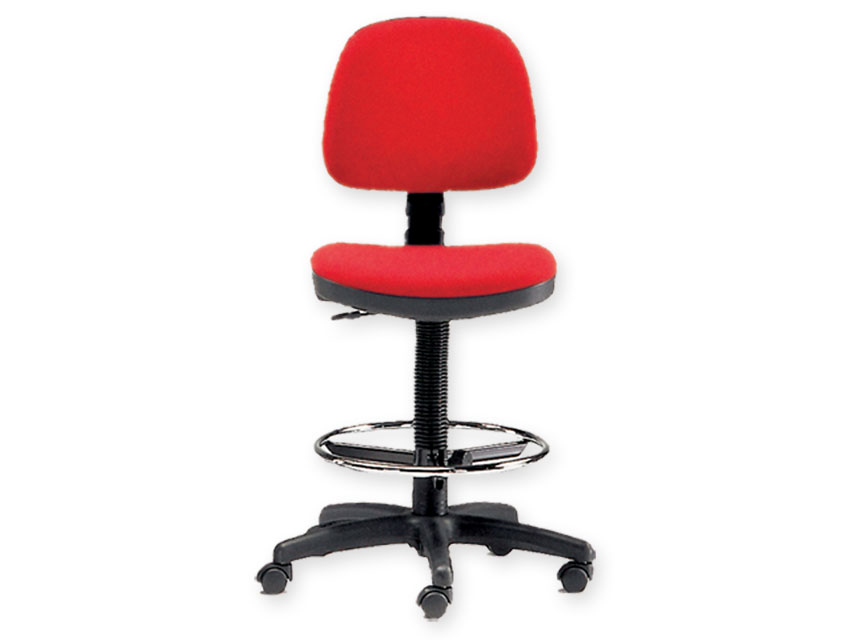 Sgabello con schienale e anello - rosso