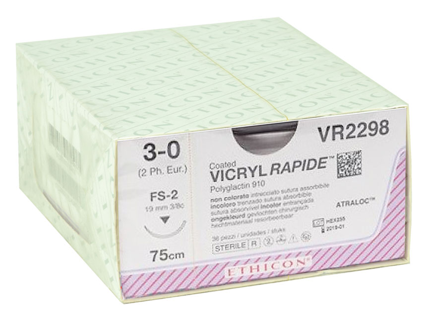 Vicryl Rapid VR2298, intrecciato, 3/0, incolore, 3/8, 14 mm, FS-2, filo 75 cm